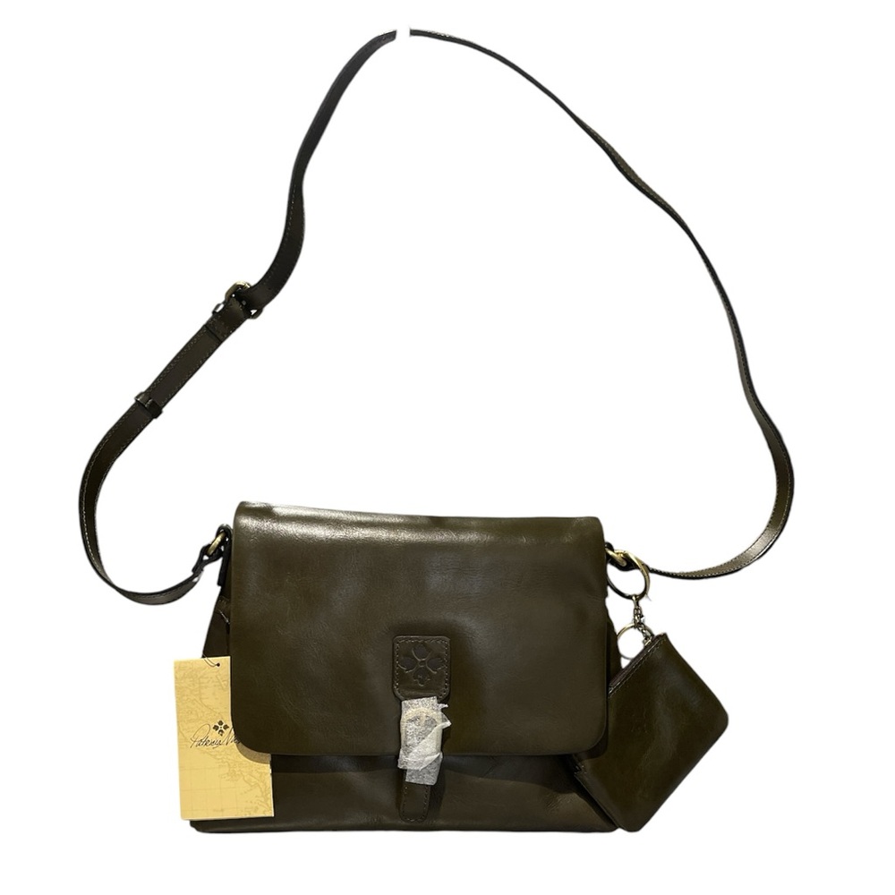 Patricia Nash Mili Leather Medium Flap Crossbody w/ Coin Pouch  OLIVE 0116